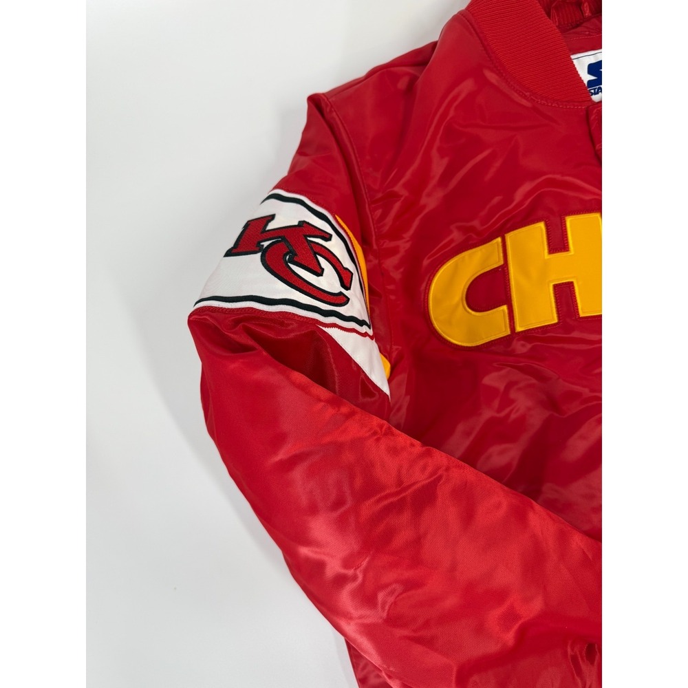 Kansas City Chiefs Starter Triple Option Satin Jacket Red Yellow Mens Size M NWT - Picture 4 of 7